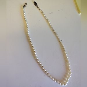 15" Vintage Pearl Choker Necklace, 2mm (white cream) cultured pearls